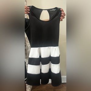 Crystal Doll black and white peplum dress (Juniors)